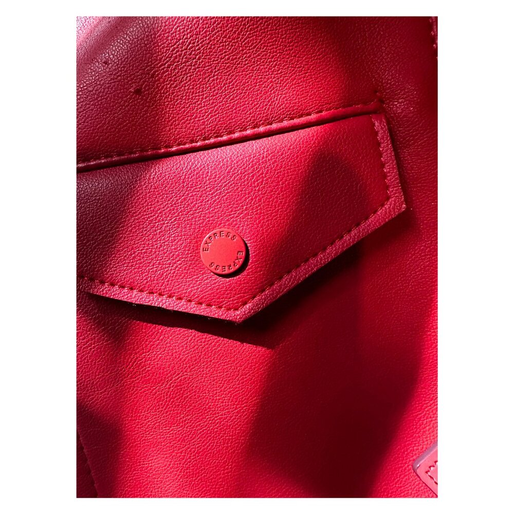 Express Red Color Block Minus The Faux Leather Mo… - image 6